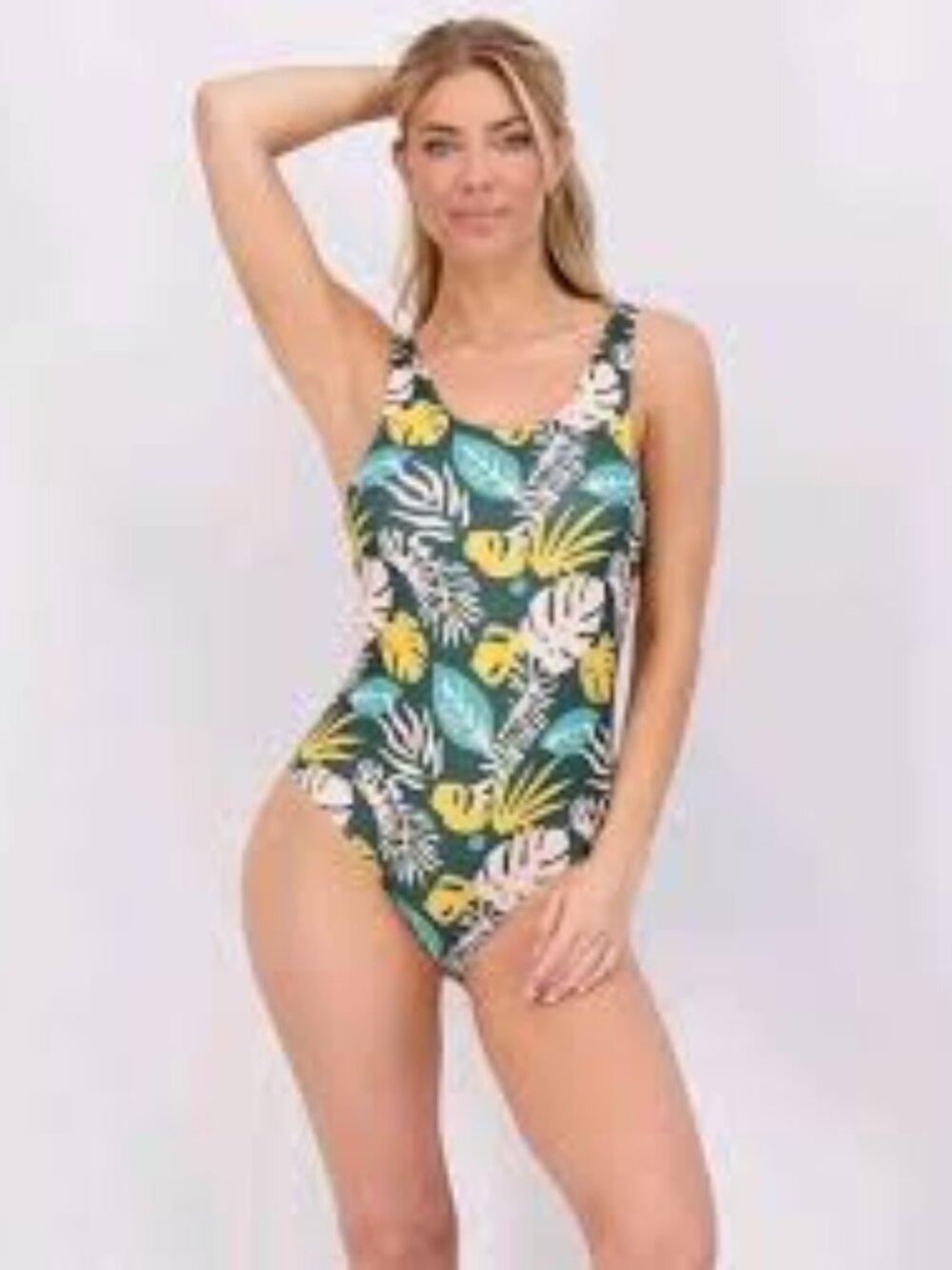NWOT: Real Essentials One Piece Athletic Tropical Swimsuit